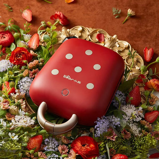 小熊 诺丁汉仓 高颜值草莓红三明治早餐机不粘易洁材质 红色SMZ-B05N1