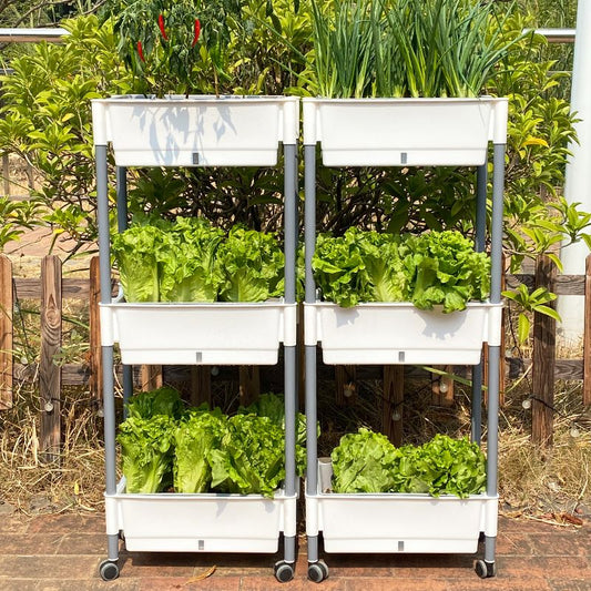 伯明翰仓 三层带轮自吸水种菜盆加厚款带可提起内篮