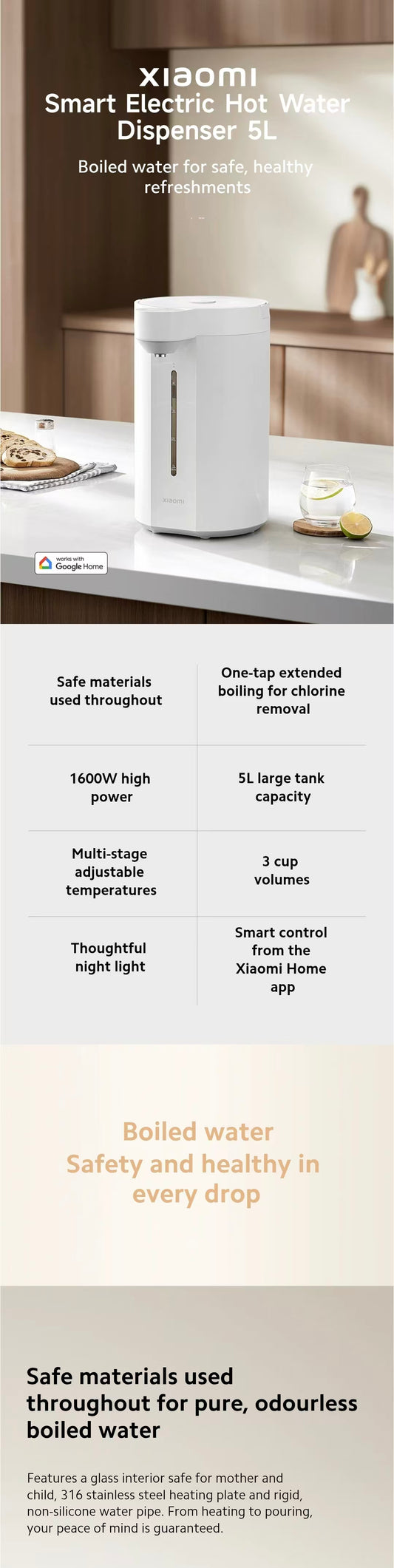 小米 Xiaomi 智能电热水瓶 5L|大容量 · 保温即热 · 家用
