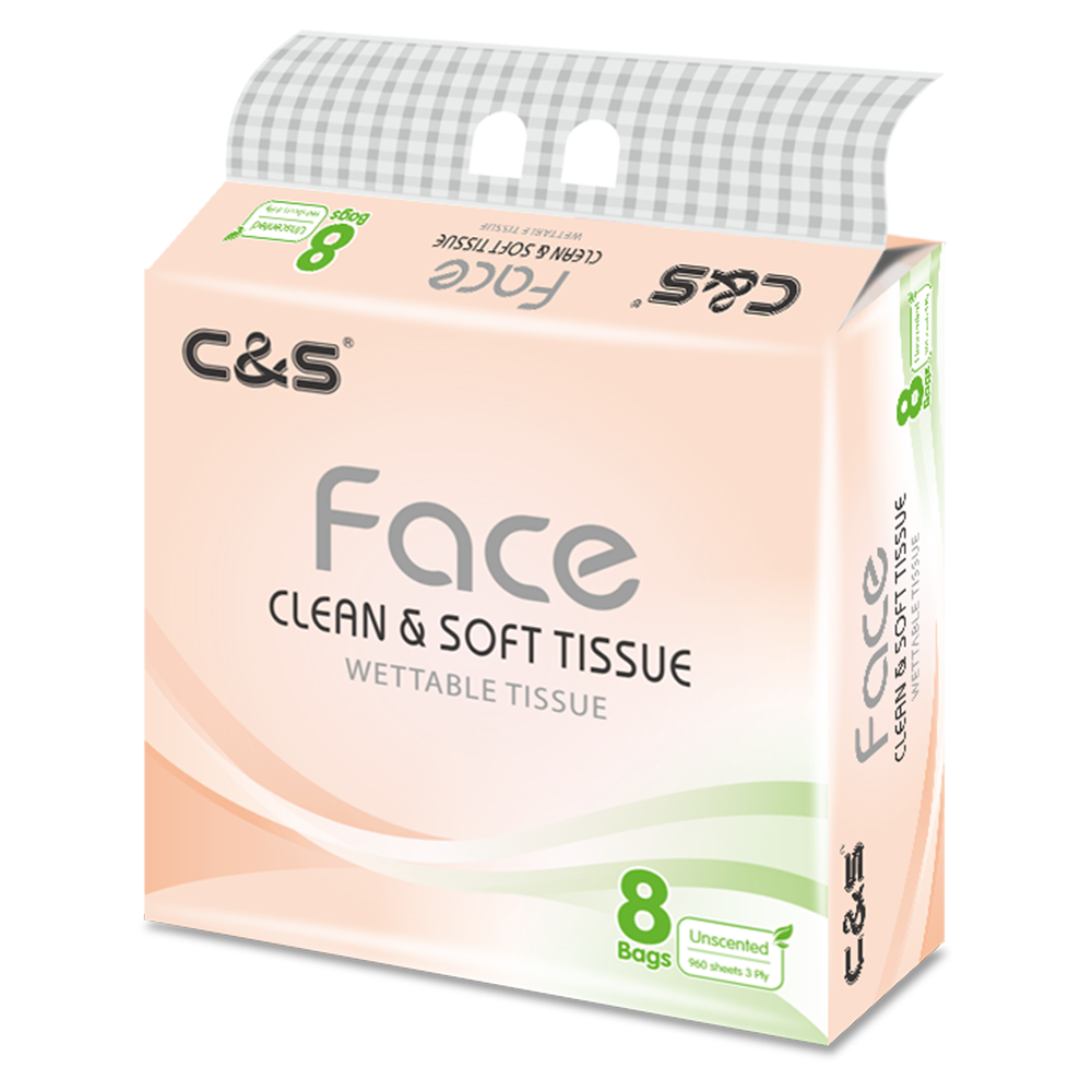 洁柔 诺丁汉仓 Face粉软抽无香3层纸面巾120抽(8包装)TR013-08X