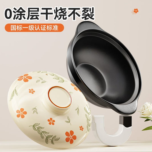 伯明翰仓 双枪古韵高颜值砂锅健康无涂层干烧不裂煲仔炖汤锅2L