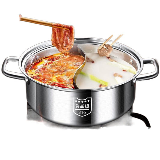 Birmingham Warehouse - Free shipping throughout the UK - Food-grade 316 stainless steel double-compartment hot pot