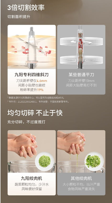 九阳揉面绞肉机器人Joyoung S26-LA586 2.8L Multi-Function Meat Grinder & Dough Maker