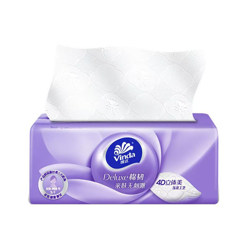 Pre-order 8.6 Vinda Pumping Paper 4D Embossed Facial Tissue Whole Carton 24 packs 