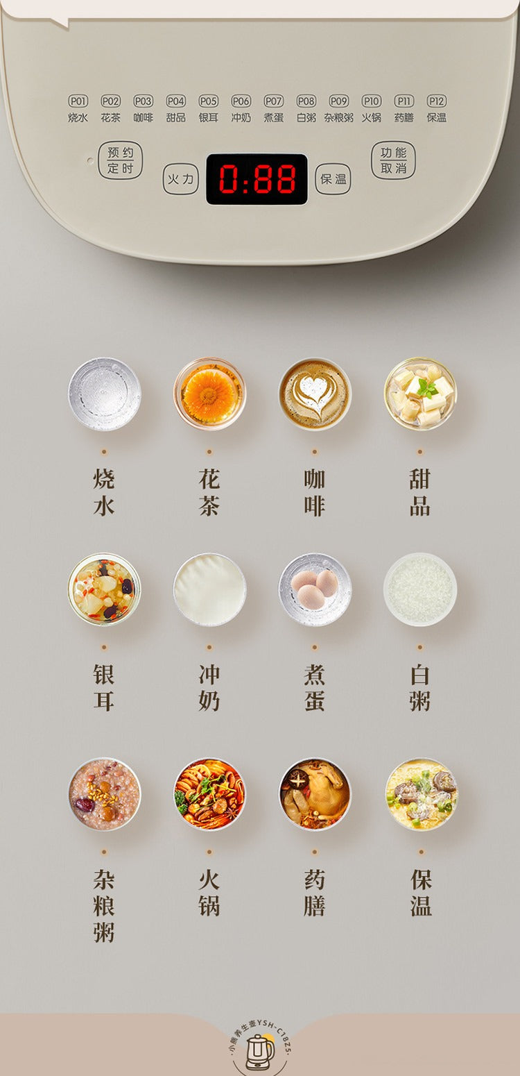 小熊养生壶 面板12个菜单按键与对应饮品图