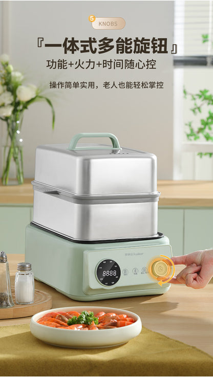 荣事达 Royalstar 全钢大方仓多功能电蒸锅 RS-ZG13Q｜全钢机身 · 多功能蒸煮
