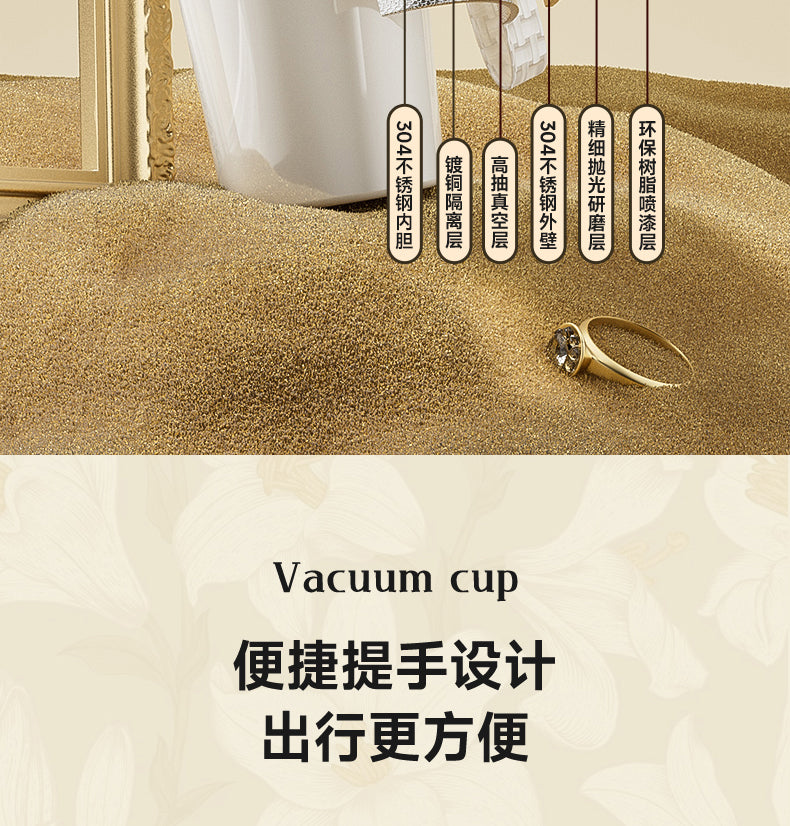 康佳保温咖啡杯 杯壁六层材质标注与提手设计