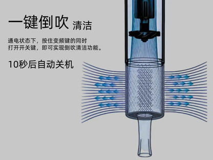 Cookbay高速干发机 一键倒吹清洁10秒自动关机示意
