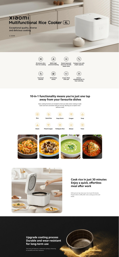 Cookbay Back-to-School Bundle · Your First Meal of Term｜Xiaomi Smart Rice Cooker 4L ＋ Supor Multi-Function Chopping Box ＋ Pull-String Garlic Chopper · A pot of rice and one dish is all it takes