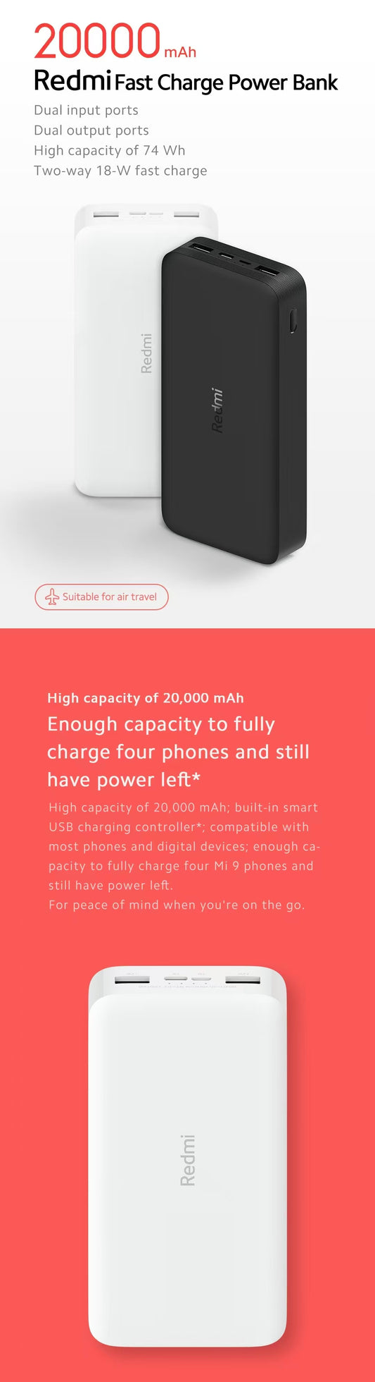Xiaomi Nottingham Warehouse UK Free Shipping 20000mAh Fast Charging Power Bank (Black) 