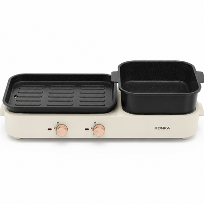 Konka Grill & Hotpot Combo KSKG-1981-W｜White · One Pot, Two Feasts · BBQ & Hotpot Gatherings