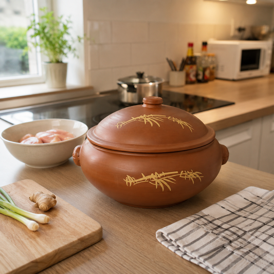 Cookbay 家用云南汽锅鸡 2700ml｜黄叶汽锅+5L不锈钢底锅 · 大容量 · 云南风味
