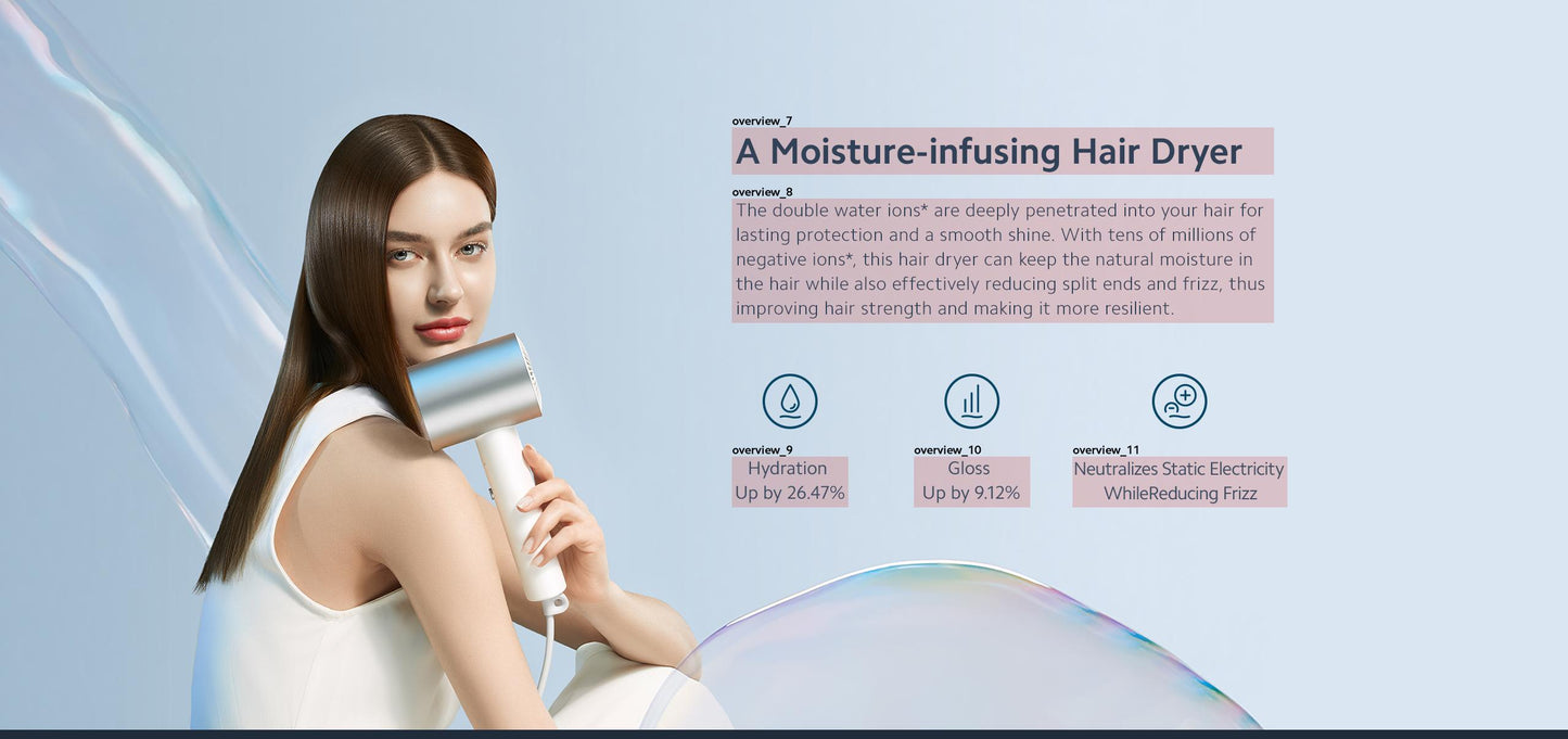 小米 诺丁汉仓全英包邮 H500 水离子护发吹风机 Xiaomi Water lonic Hair Dryer H500 UK