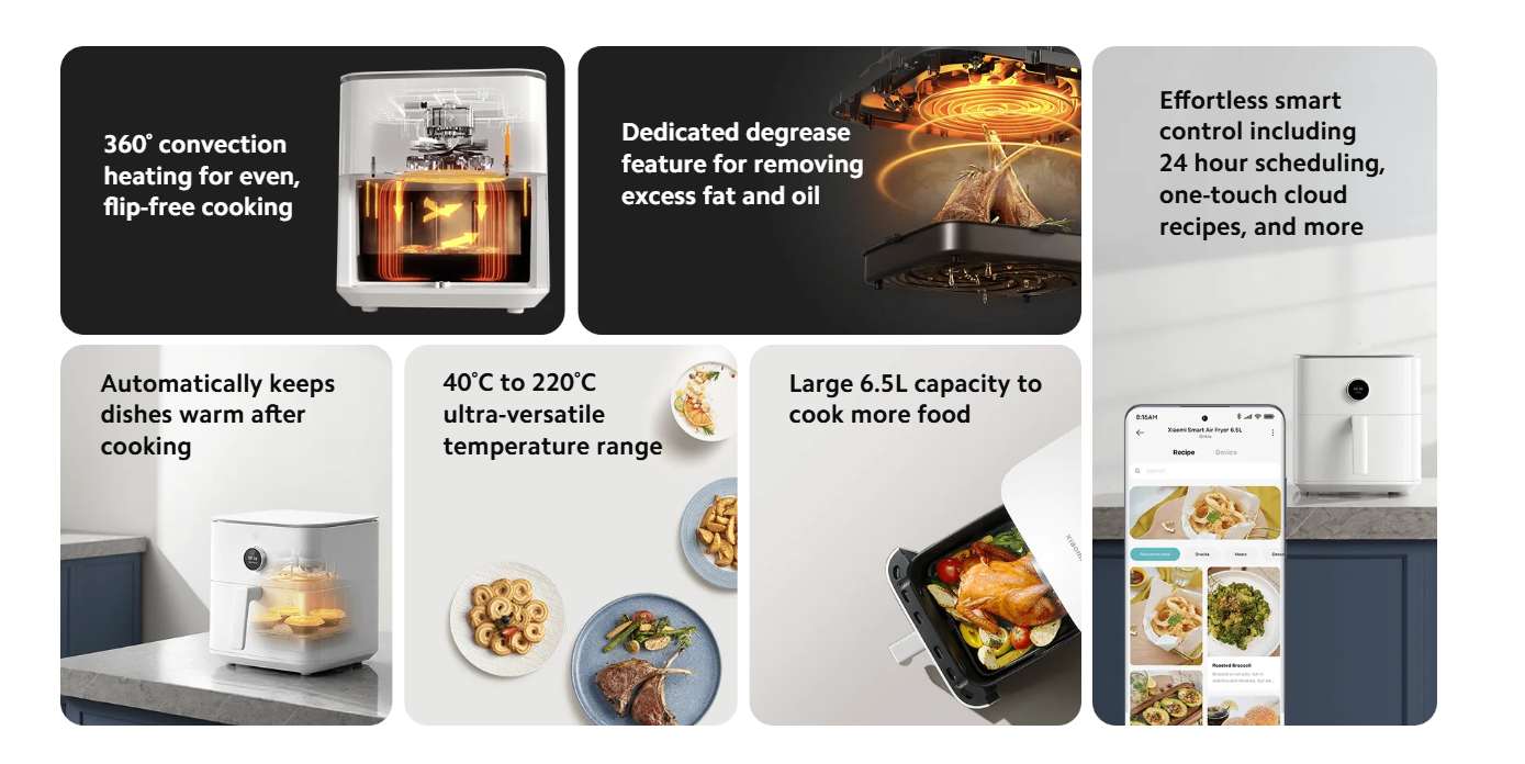 小米 6.5L 智能空气炸锅Xiaomi Smart Air Fryer 6.5L White