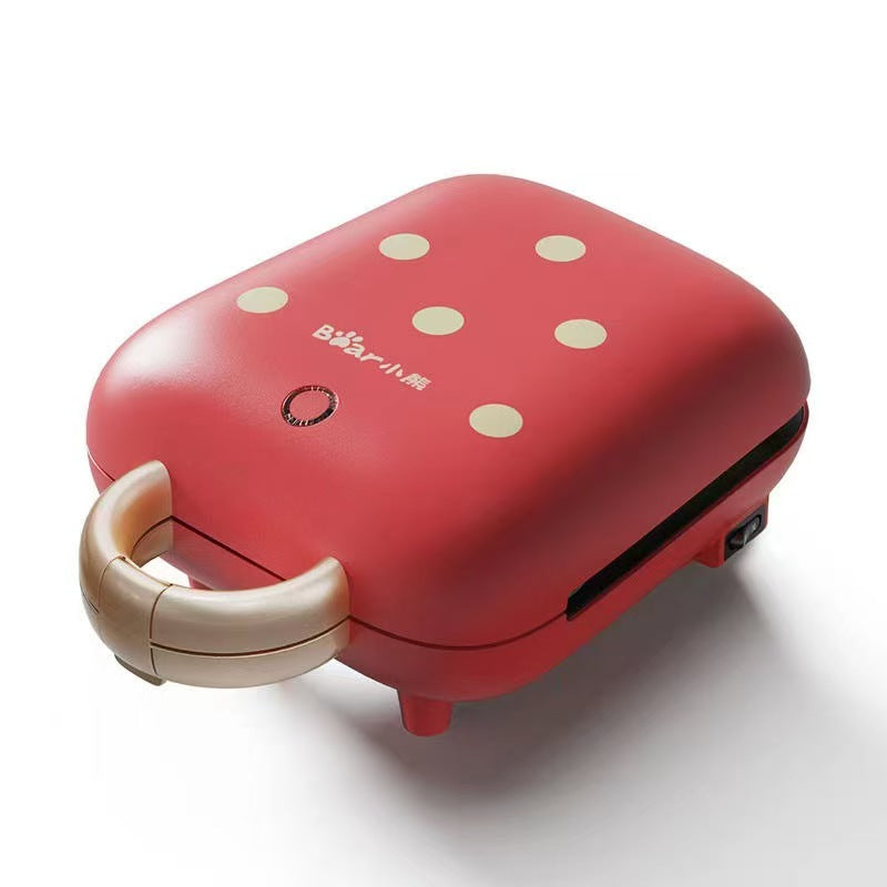 小熊 诺丁汉仓 高颜值草莓红三明治早餐机不粘易洁材质 红色SMZ-B05N1