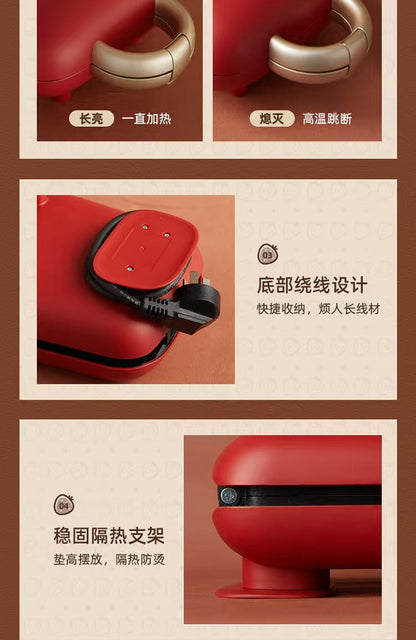 小熊 Bear 三明治早餐机 SMZ-B05N1 草莓红｜460W · 10mm 加深烤盘 · 约 3 分钟出锅，原始商品详情图 19