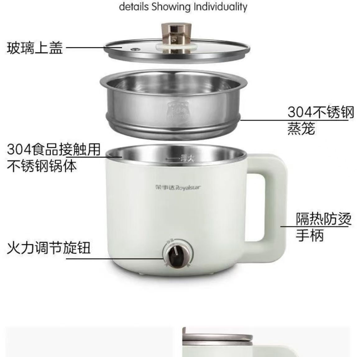 Royalstar Multi-Function Mini Cooker 1.5L RHG-MN15PL｜Steam, Boil & Fry in One · Dorm Meals for One