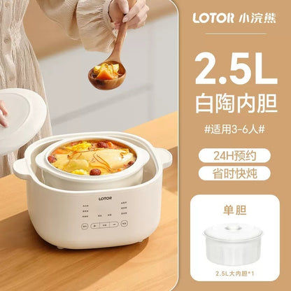Cookbay Back-to-School Bundle · Five Pots in One, Soups ＋ Fillings｜LOTOR Electric Stew Pot 4.5L with Five Inner Pots ＋ DOMENG Meat Grinder DM-J008 ＋ UK Plug Adapter · One pot each, no racing for the ladle