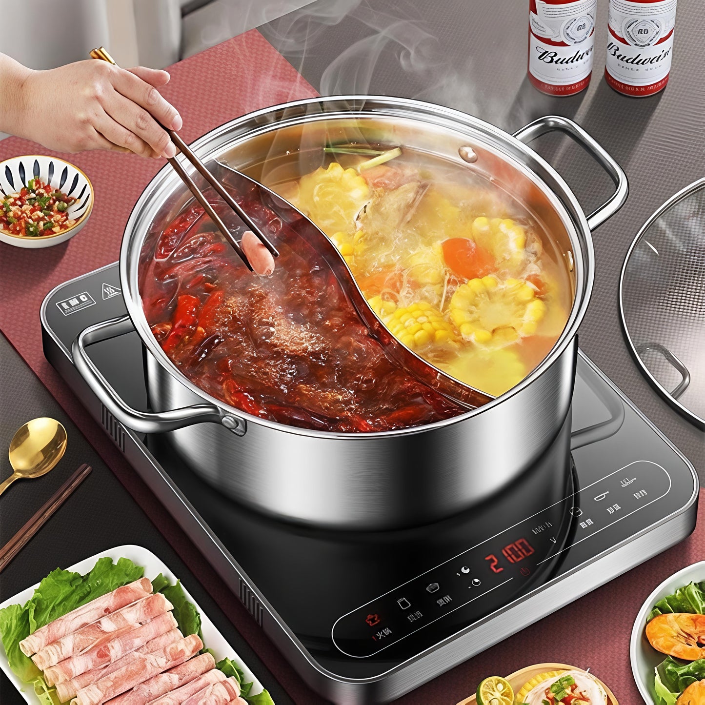 Cookbay 开学季套组 · 围一桌 火锅｜四种锅型任选 ＋ 手动切肉机 ＋ 防烫长筷 ＋ 火锅勺套装 · 超市买不到肥牛卷就自己切