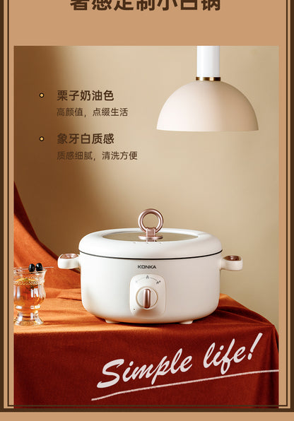 康佳电火锅 栗子奶油色机身与象牙白质感说明页