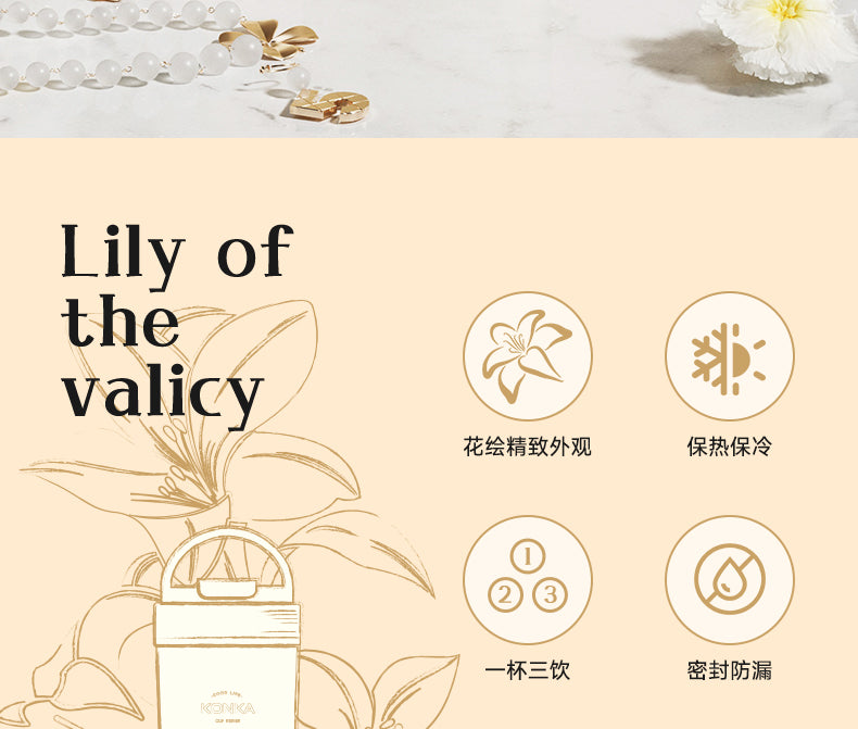 康佳保温杯 四大卖点图标 保热保冷一杯三饮密封防漏