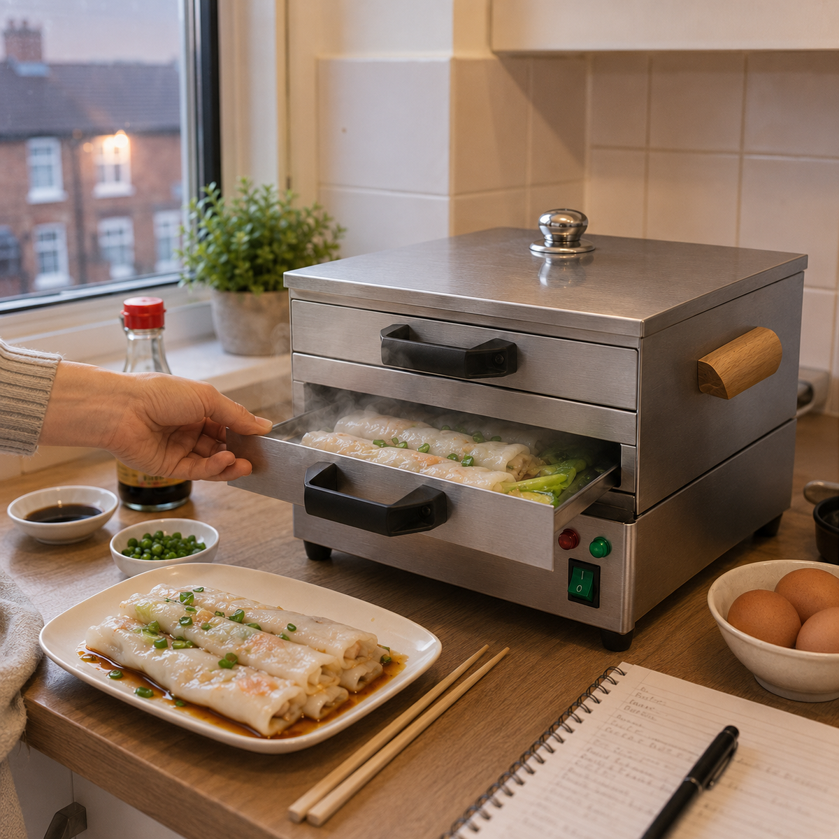 电热肠粉机 双层 Rice Roll Steamer 1800W｜抽屉式蒸肠粉 · 广式早茶 · 304不锈钢