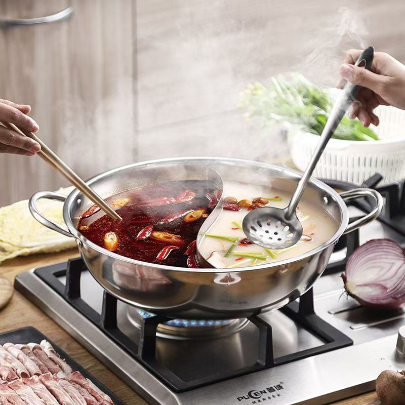 Birmingham Warehouse - Free shipping throughout the UK - Food-grade 316 stainless steel double-compartment hot pot 
