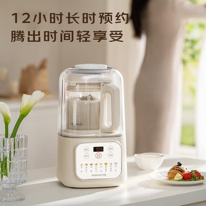九阳破壁机 P108 米色机身摆在厨房台面 支持12小时预约
