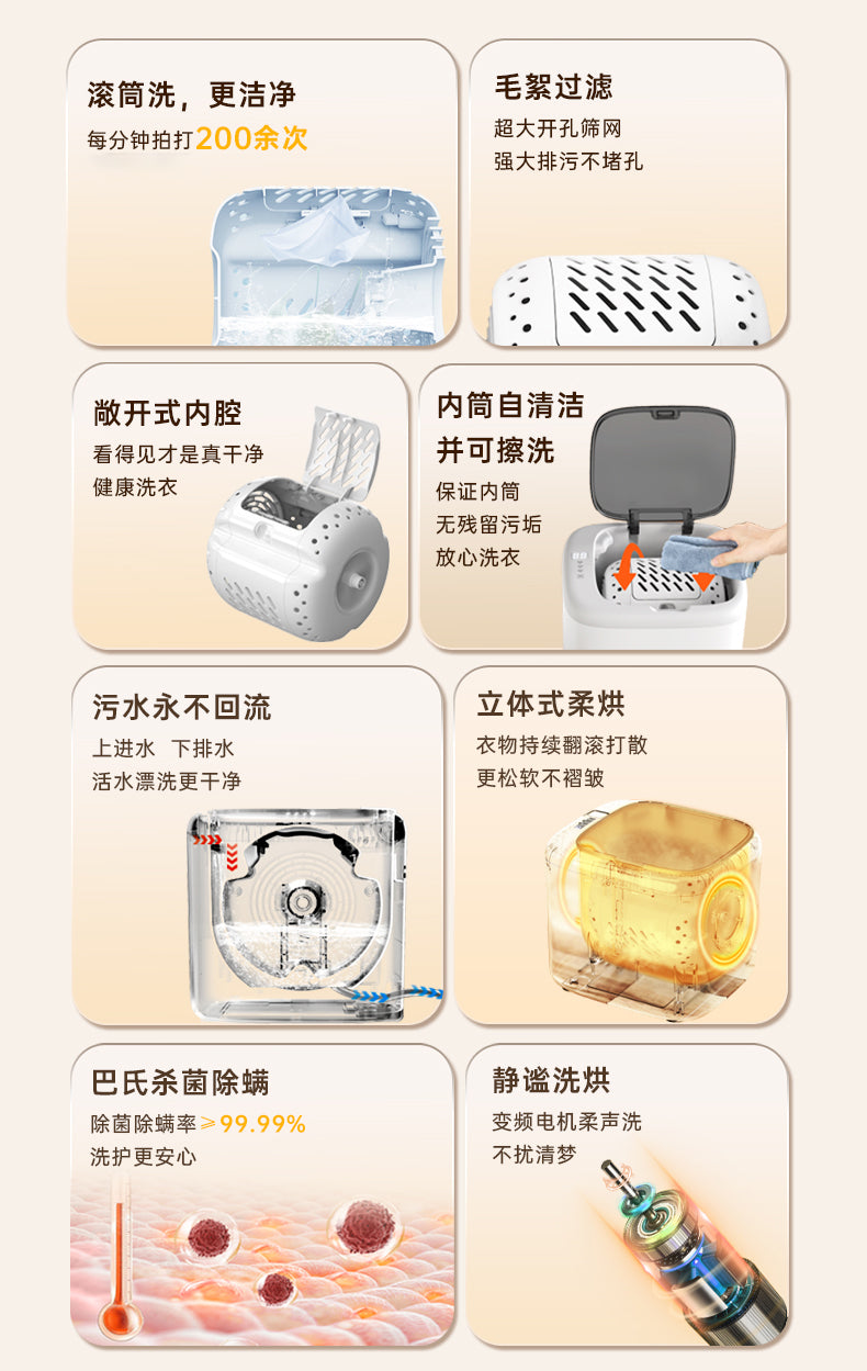 Cookbay 开学季套组 · 贴身衣物 洗烘一体｜歌者 GZ-XYJ05 全自动洗烘一体内衣洗衣机 ＋ 折叠干衣机 ＋ 英标插头