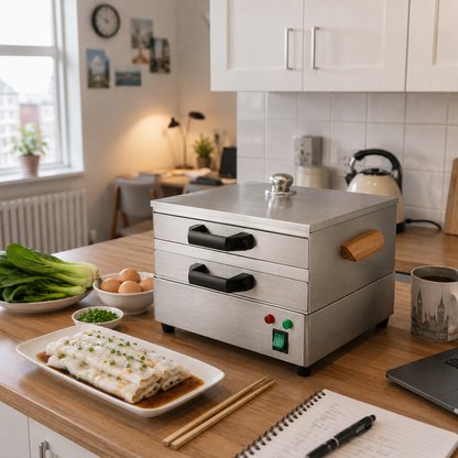 电热肠粉机 双层 Rice Roll Steamer 1800W｜抽屉式蒸肠粉 · 广式早茶 · 304不锈钢