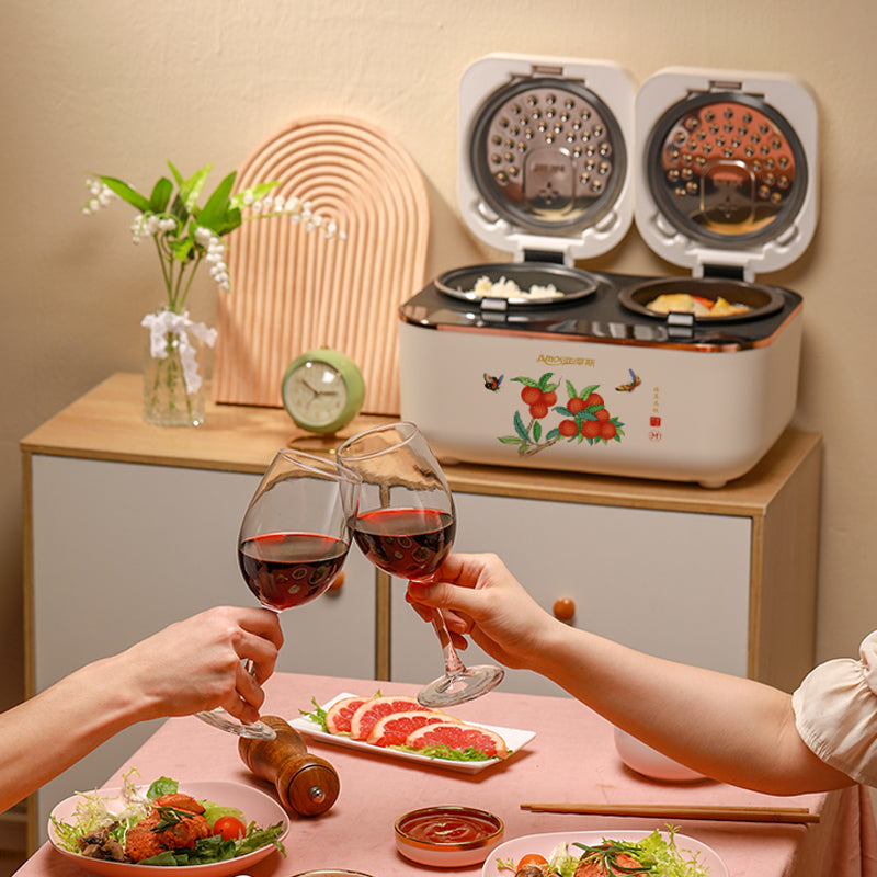 预售1.11 AMOS 亚摩斯 诺丁汉仓 孖孖煲不粘锅双胆电饭煲AS-MS80W (国潮礼盒款）