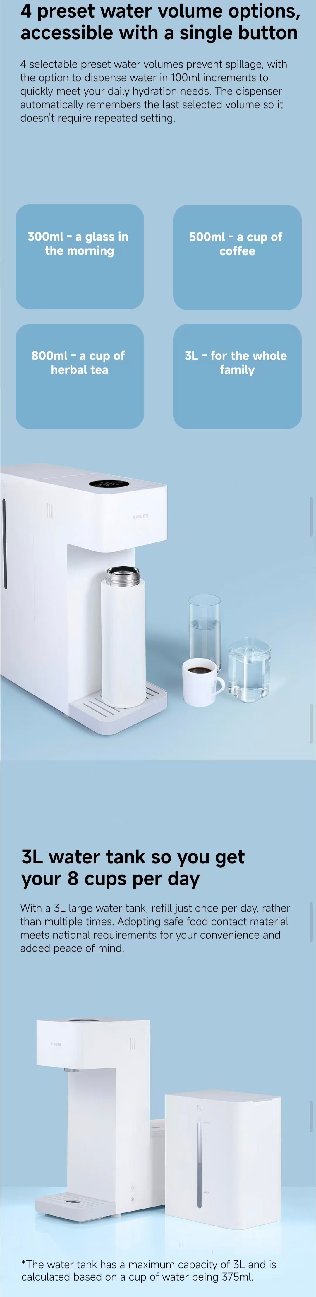 Xiaomi Smart Water Dispenser 3L｜Hot & Cold Modes · Instant Heating · Desktop Size