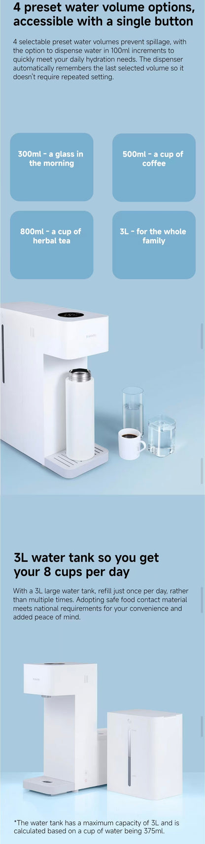 Xiaomi Smart Water Dispenser 3L｜Hot & Cold Modes · Instant Heating · Desktop Size