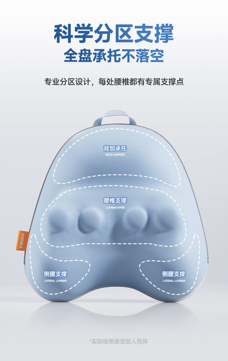 康佳背部按摩仪 分区支撑示意 背部腰椎侧腰标注