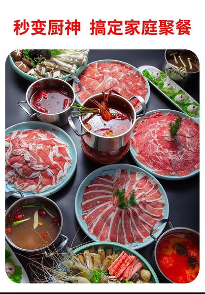 Cookbay Back-to-School Bundle · Hotpot Round One Table｜Four Pot Styles to Choose ＋ Manual Meat Slicer ＋ Heat-Proof Long Chopsticks ＋ Hotpot Ladle Set · Can't buy beef rolls here? Slice your own