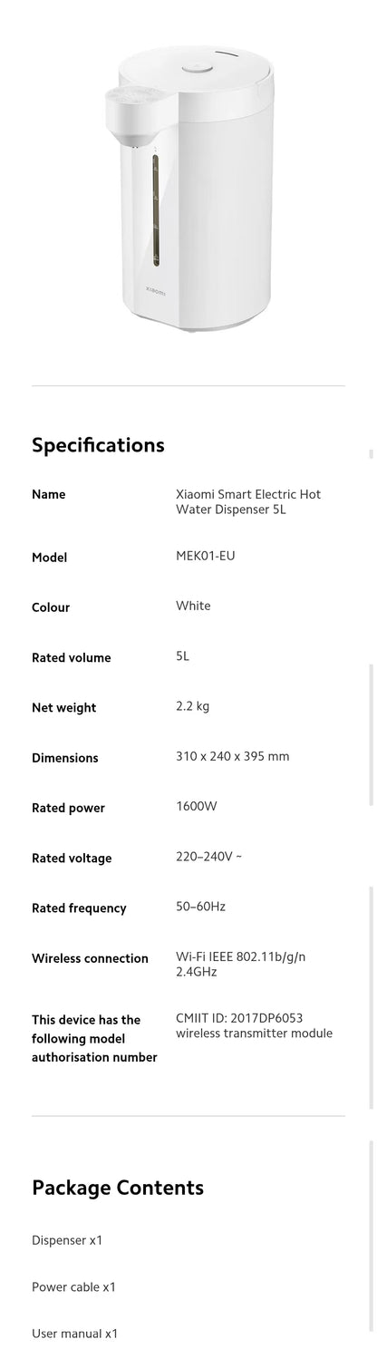 小米 Xiaomi 智能电热水瓶 5L｜大容量 · 保温即热 · 家用