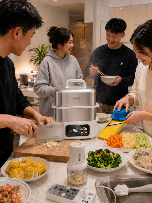 Cookbay 开学季套组 三层同蒸一桌就齐：凯度304不锈钢电蒸锅11.6L三层同时上汽