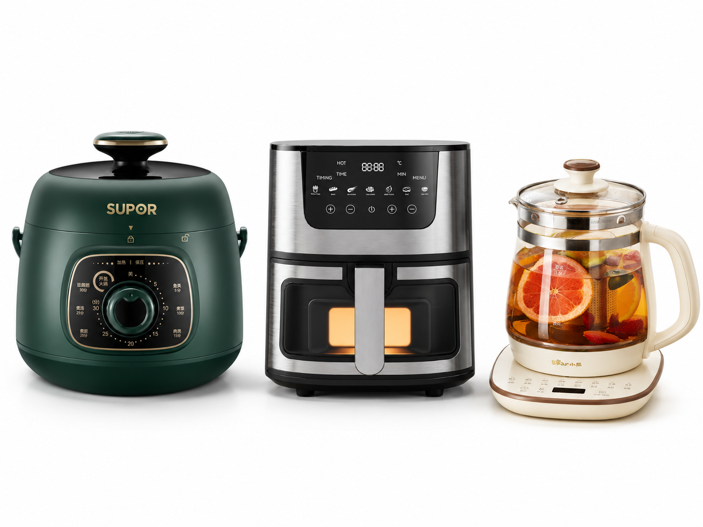 Cookbay Back-to-School Bundle · Kitchen Appliance Pack, Large Capacity Edition｜Supor Little Green Pot 1.8L ＋ UK-Plug Air Fryer 10L · One setup for the whole flat