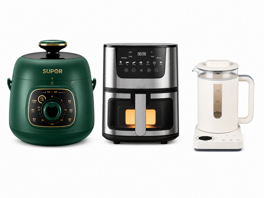 Cookbay Back-to-School Bundle · Kitchen Appliance Pack, UK-Plug Edition｜Supor Little Green Pot 1.8L ＋ UK-Plug Air Fryer 7L ＋ UK-Plug Health Kettle 1.2L · Three machines and you're set for the year