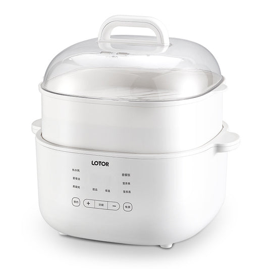 LOTOR 徕多 白陶内胆电炖盅 4.5L｜蒸炖一体 · 省时快炖 · 带蒸笼