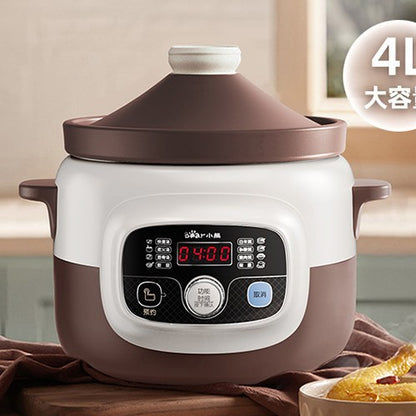 小熊紫砂电炖锅 4L大容量机身与预约定时面板正面