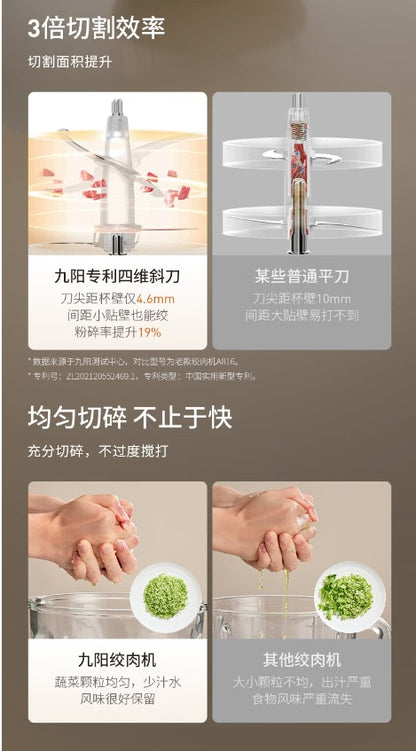 九阳揉面绞肉机器人Joyoung S26-LA586 2.8L  Multi-Function Meat Grinder & Dough Maker