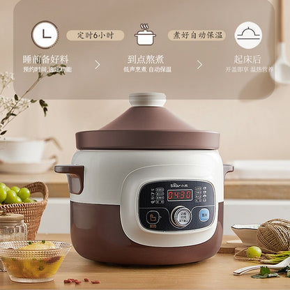 小熊紫砂电炖锅 睡前备料到点熬煮起床开盖流程图