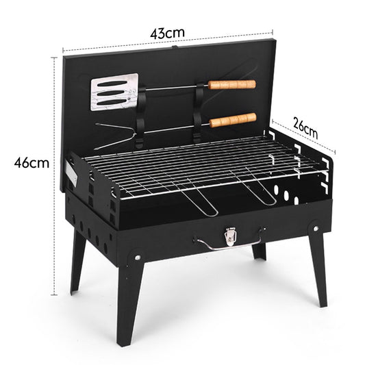 户外折叠烧烤炉工具箱式Portable Folding BBQ Grill – Outdoor Charcoal Barbecue with Built-in Tool Box