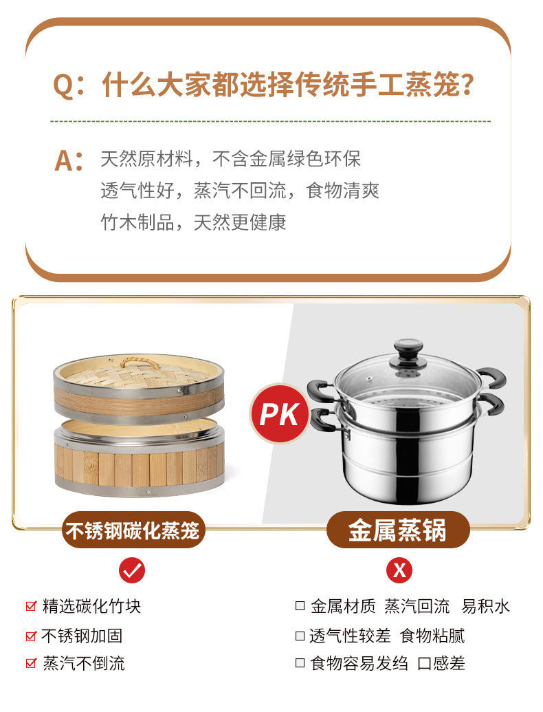 黄一府 碳化竹不锈钢蒸笼｜正好卡在小绿锅上 · 蒸包子点心 · 不易发霉好清洗