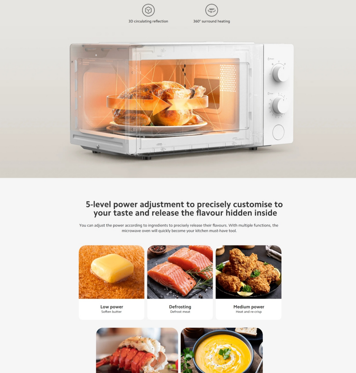 小米 Xiaomi 家用微波炉 20L｜700W环绕加热 · 五档调节易清洁，原始商品详情图 8