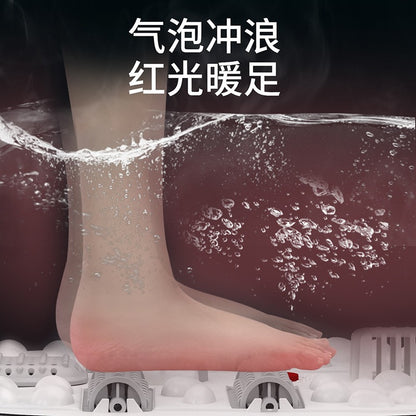 本款折叠泡脚桶气泡与红光功能示意