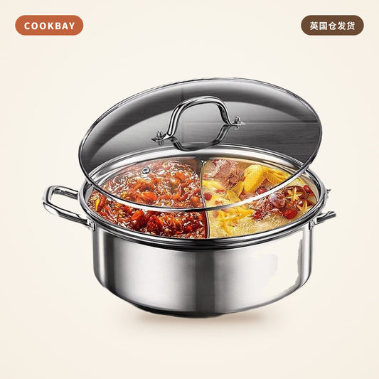 Cookbay 食品级鸳鸯火锅麻辣清汤双口味｜26/28/30/32cm · 鸳鸯双味 · 在家涮火锅 | COOKBAY