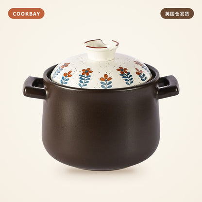 Cookbay 复古小花煎汤锅 6L｜电磁炉明火通用 · 无需导热片 · 健康砂锅 | COOKBAY