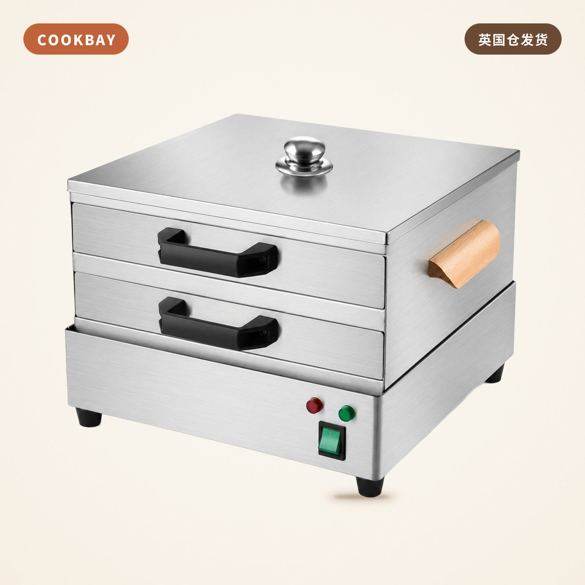 电热肠粉机 双层 Rice Roll Steamer 1800W｜抽屉式蒸肠粉 · 广式早茶 · 304不锈钢 | COOKBAY